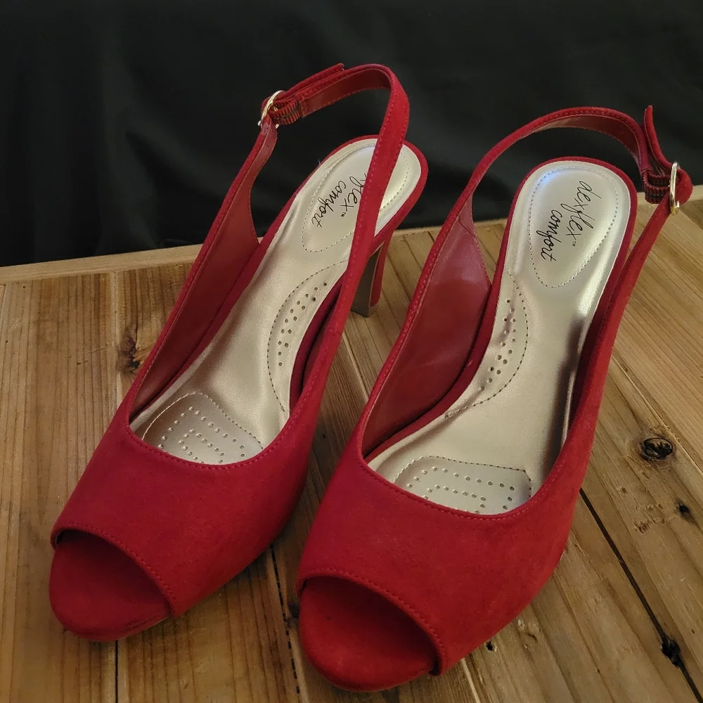 Red Suede Heels - Picture 3 of 5